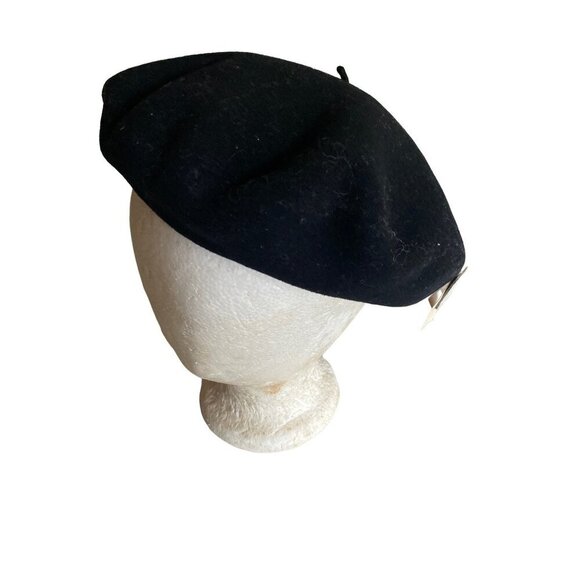 Black 100% Wool Beret Neptuno Alpmirante  Size 57 New with Tags - Picture 1 of 7